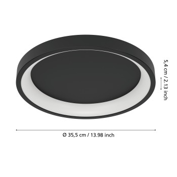Plafoniera LED LORETELLO-Z negru Eglo 901909, D35 cm, 19.6W