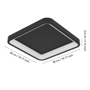 Plafoniera LED LORETELLO-Z negru Eglo 901911, 35x35 cm, 20W
