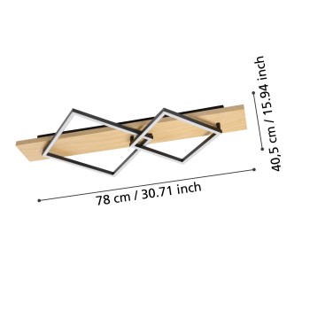 Plafoniera LED BOYAL negru/maro Eglo 901929, 78x40.5 cm, 13W