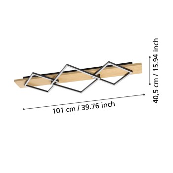 Plafoniera LED BOYAL negru/maro Eglo 901931, 101x40.5 cm, 13W