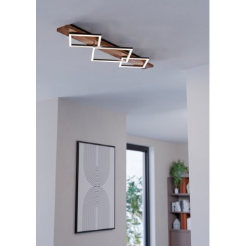 Plafoniera LED BOYAL negru/brown rustic Eglo 901936, 101x40.5 cm, 13W