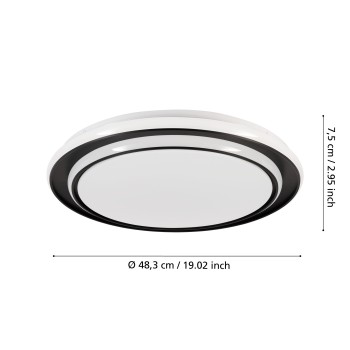 Plafoniera LED MOSCHETTA negru Eglo 902047, D49 cm, 36W