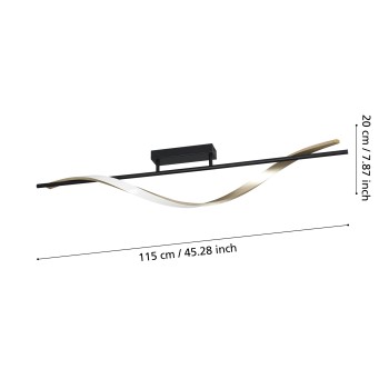 Plafoniera LED CONAPRATO negru/brushed brass Eglo 902134, 115x16 cm, 20W
