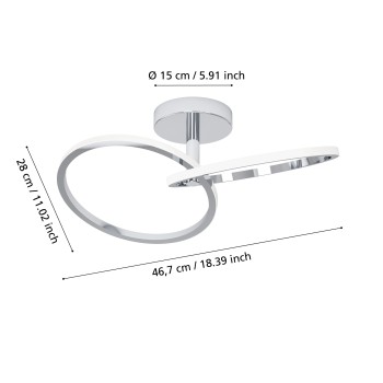 Plafoniera LED CONGIUNTI crom Eglo 902145, 46.5x28 cm, 12W