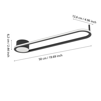 Plafoniera LED COLLECORVINO negru Eglo 902151, 50x12.5 cm, 24W