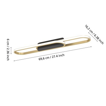 Plafoniera LED CONIVARENA negru Eglo 902159, 69x17 cm, 20W