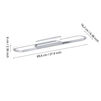 Plafoniera LED CONIVARENA crom Eglo 902161, 69x17 cm, 20W
