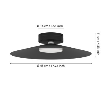 Plafoniera LED CONOMAVILLA-Z negru Eglo 902182, D45 cm, 15.5W