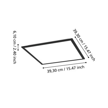 Plafoniera LED MORADILLO negru Eglo 902369, 39.3x39.3 cm, 18.8W