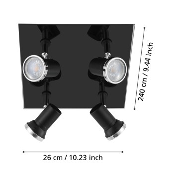 Plafoniera baie IP44 TAMARA 1 negru/crom Eglo 33678, 24x26 cm, 4xGU10