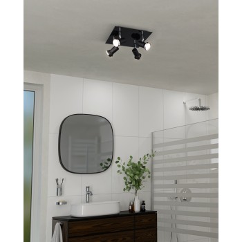 Plafoniera baie IP44 TAMARA 1 negru/crom Eglo 33678, 24x26 cm, 4xGU10