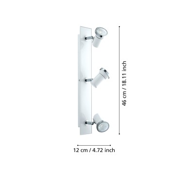 Plafoniera baie IP44 TAMARA 1 alb/crom Eglo 95994, 46x7 cm, 3xGU10