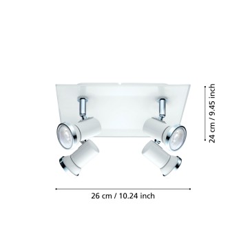 Plafoniera baie IP44 TAMARA 1 alb/crom Eglo 95995, 24x26 cm, 4xGU10