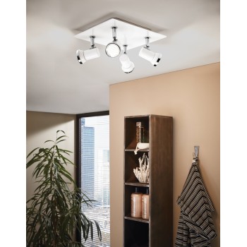 Plafoniera baie IP44 TAMARA 1 alb/crom Eglo 95995, 24x26 cm, 4xGU10