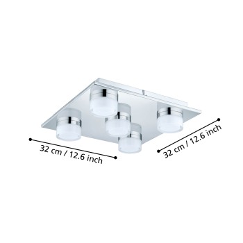 Plafoniera baie LED IP44 ROMENDO 1 crom Eglo 96544, 32x32 cm, 5.4W