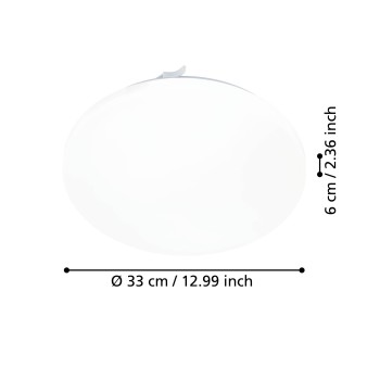 Plafoniera baie LED IP44 FRANIA alb Eglo 97884, D33 cm, 14.6W