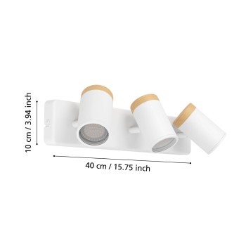 Plafoniera baie IP44 CONSUMA alb/maro Eglo 300004, 40x10 cm, 3xGU10