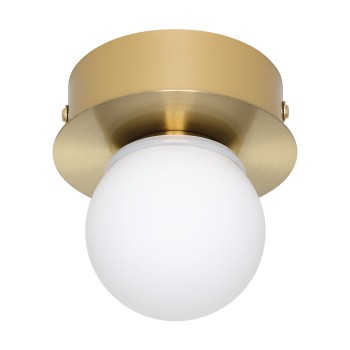 Plafoniera baie LED IP44 MOSIANO brushed brass/auriu Eglo 900658, D11 cm, 3.3W