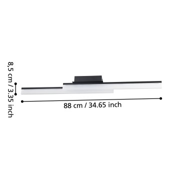 Plafoniera baie LED IP44 PALMITAL negru Eglo 900844, 88x10 cm, 11W