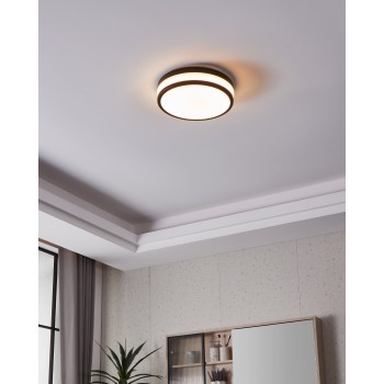 Plafoniera baie LED IP44 LED PALERMO negru Eglo 900846, D30 cm, 5.7W