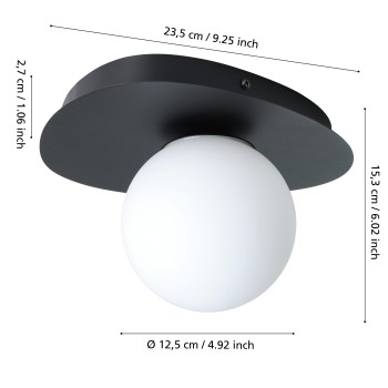 Plafoniera baie IP44 CASTROVIDO negru Eglo 902091, 23.5x21.5 cm, 1xG9