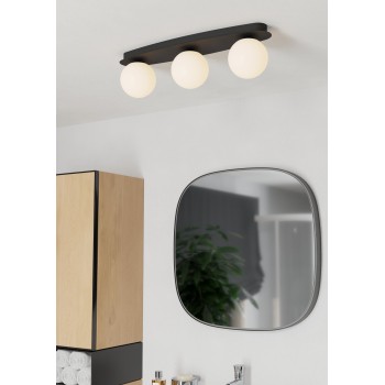 Plafoniera baie IP44 CASTROVIDO negru Eglo 902092, 58x13 cm, 3xG9