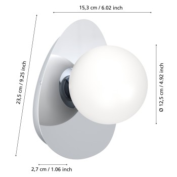 Plafoniera baie IP44 CASTROVIDO crom Eglo 902095, 23.5x21.5 cm, 1xG9