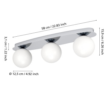 Plafoniera baie IP44 CASTROVIDO crom Eglo 902096, 58x13 cm, 3xG9