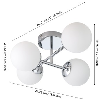 Plafoniera baie IP44 CASTROVIDO crom Eglo 902098, 47.5x38.5 cm, 4xG9