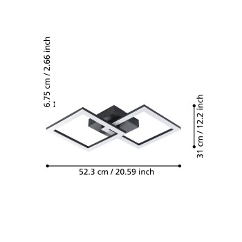 Plafoniera LED PALMAVES-E negru Eglo 74058, 52.5x31 cm, 11W