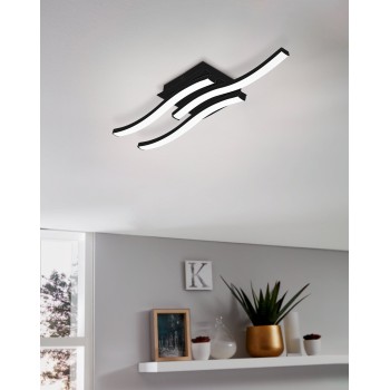 Plafoniera LED CABEZAS-E negru Eglo 74043, 43.5x11 cm, 14.1W