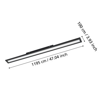 Panou LED SALOBRENA 1 negru Eglo 900822, 119.5x10 cm, 38W