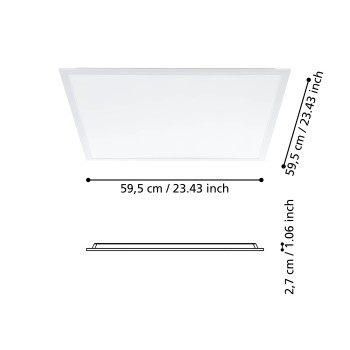 Panou LED RABASSA alb Eglo 900937, 59.5x59.5 cm, 34.5W