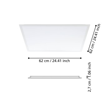 Panou LED RABASSA alb Eglo 900938, 62x62 cm, 33W