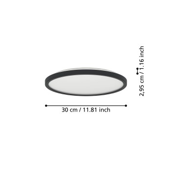 Panou LED ROVITO negru Eglo 901438, D30 cm, 13.9W