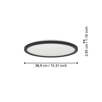 Panou LED ROVITO negru Eglo 901439, D38.9 cm, 18.5W