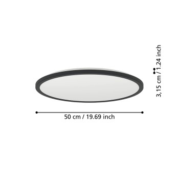 Panou LED ROVITO negru Eglo 901441, D50 cm, 16.8W