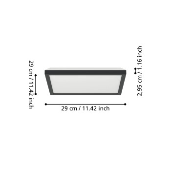 Panou LED ROVITO negru Eglo 901442, 29x29 cm, 13.4W