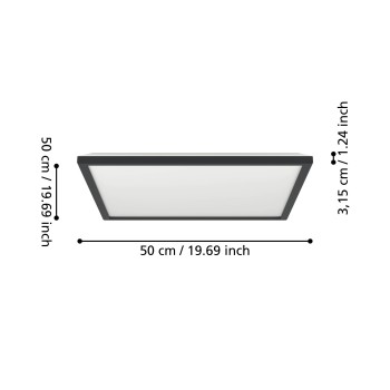 Panou LED ROVITO negru Eglo 901444, 50x50 cm, 17W