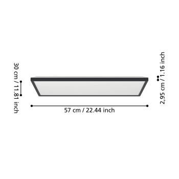 Panou LED ROVITO negru Eglo 901445, 57x30 cm, 17.2W