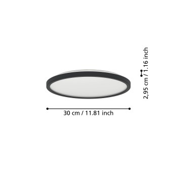 Panou LED ROVITO-Z negru Eglo 901463, D30 cm, 13.9W