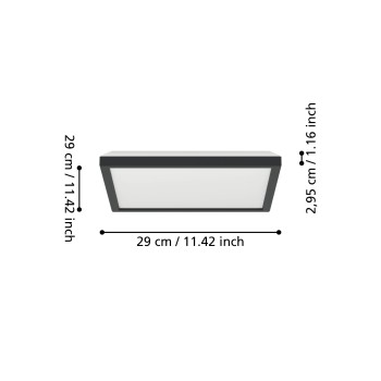 Panou LED ROVITO-Z negru Eglo 901466, 29x29 cm, 13.4W