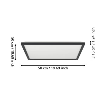 Panou LED ROVITO-Z negru Eglo 901468, 50x50 cm, 17W