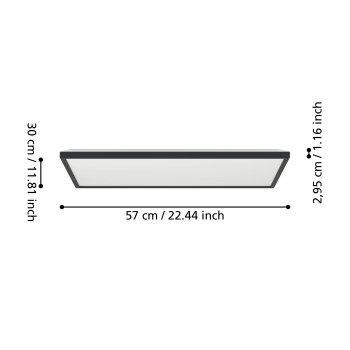 Panou LED ROVITO-Z negru Eglo 901469, 57x30 cm, 17.2W