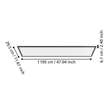 Panou LED MORADILLO negru Eglo 901487, 119.5x29.5 cm, 33W