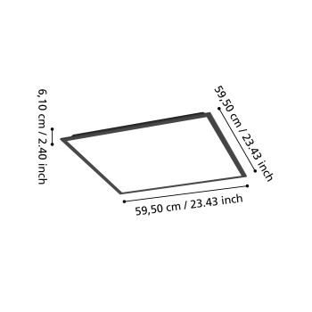 Panou LED MORADILLO-Z negru Eglo 901507, 59.5x59.5 cm, 33W