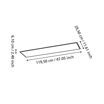 Panou LED MORADILLO-Z negru Eglo 901509, 119.5x29.5 cm, 34W
