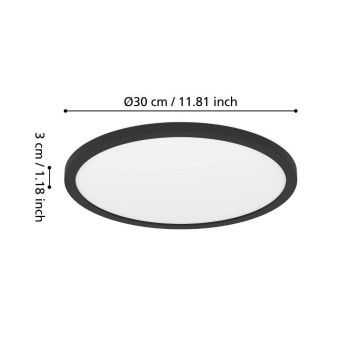 Panou LED MINERARIO negru Eglo 901572, D30 cm, 16.4W