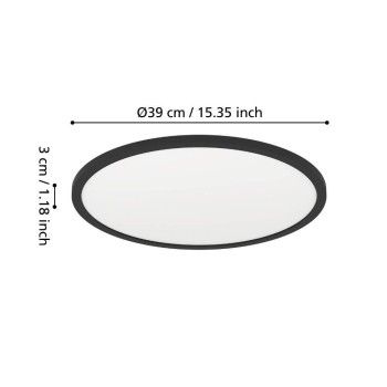 Panou LED MINERARIO negru Eglo 901573, D39 cm, 20.2W