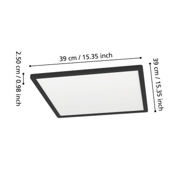Panou LED MINERARIO negru Eglo 901575, 39x39 cm, 20.4W